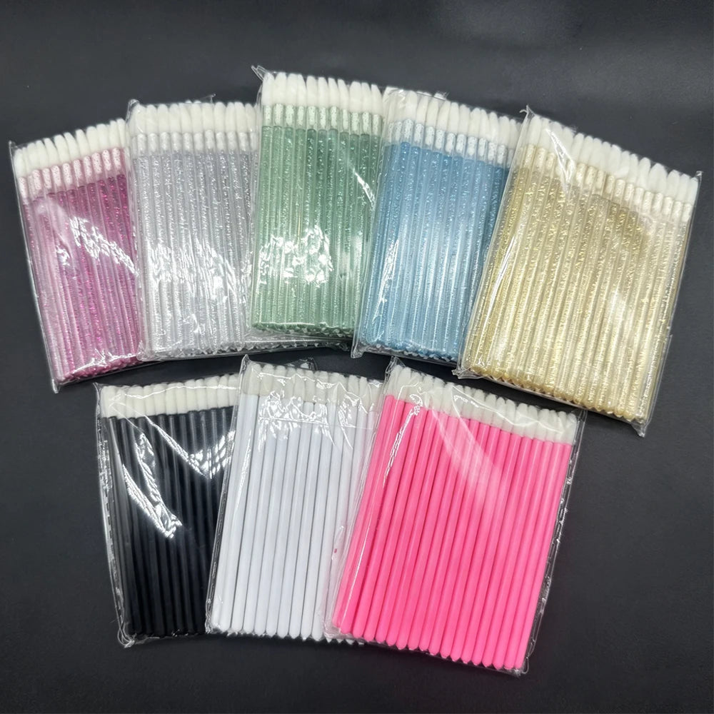100-Pack Disposable Lip Brushes & Lash Spoolie Wands Disposable Makeup Wands HIP
