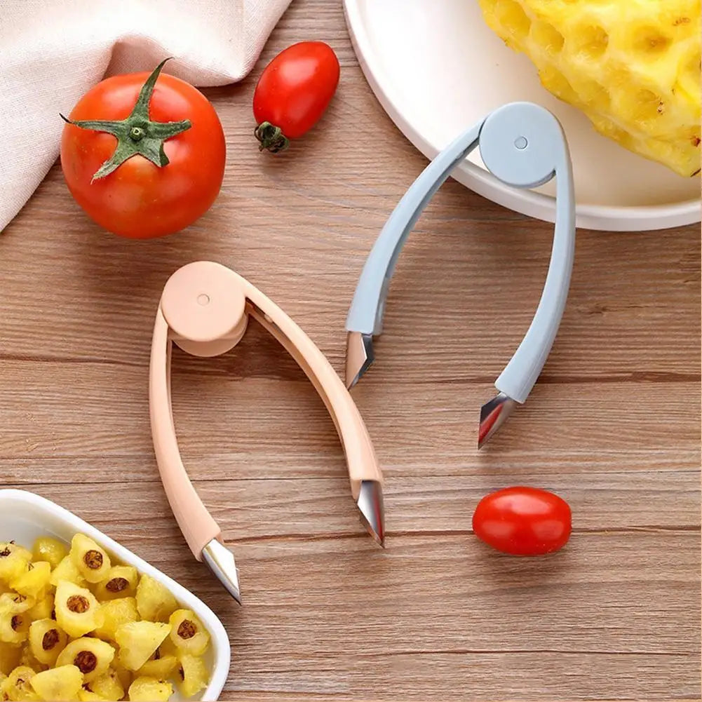 Kitchen Stainless Steel Pineapple Eye Corer Fruit Vegetable Knives Stem Remover Clip Strawberry Huller Peeler Tweezers Gadgets HIP