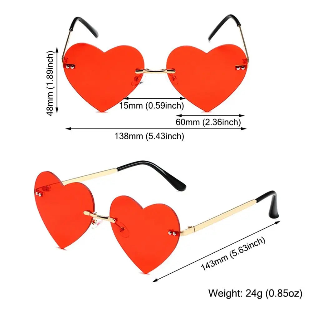 Rimless Heart Sunglasses – Vintage Metal Frame for Women Fashion Sunglasses HIP