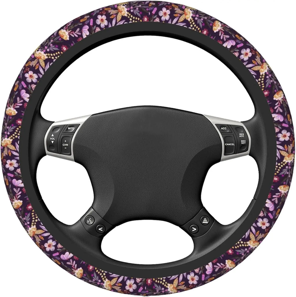 Floral Neoprene Steering Wheel Cover – Universal 15" Fit Steering Wheel Cover HIP