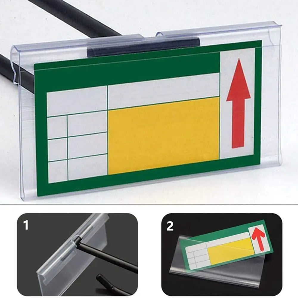 50-Pack Transparent Plastic Price Tag Holders – Double Hook Price Tag Holder HIP