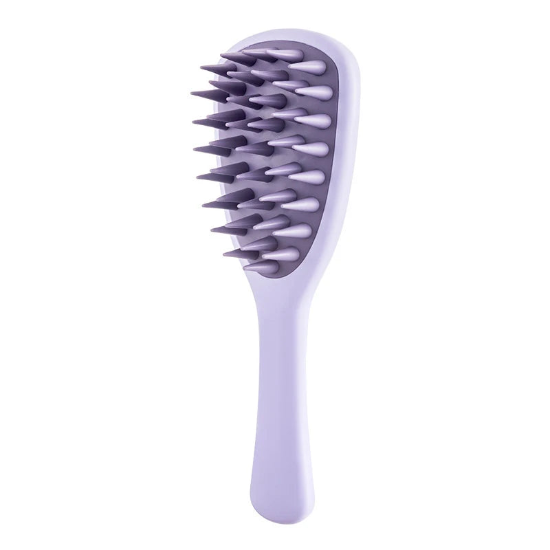 Silicone Shampoo Brush Scalp Massager – Long Handle Comb Scalp Massager Brush HIP C562-purple