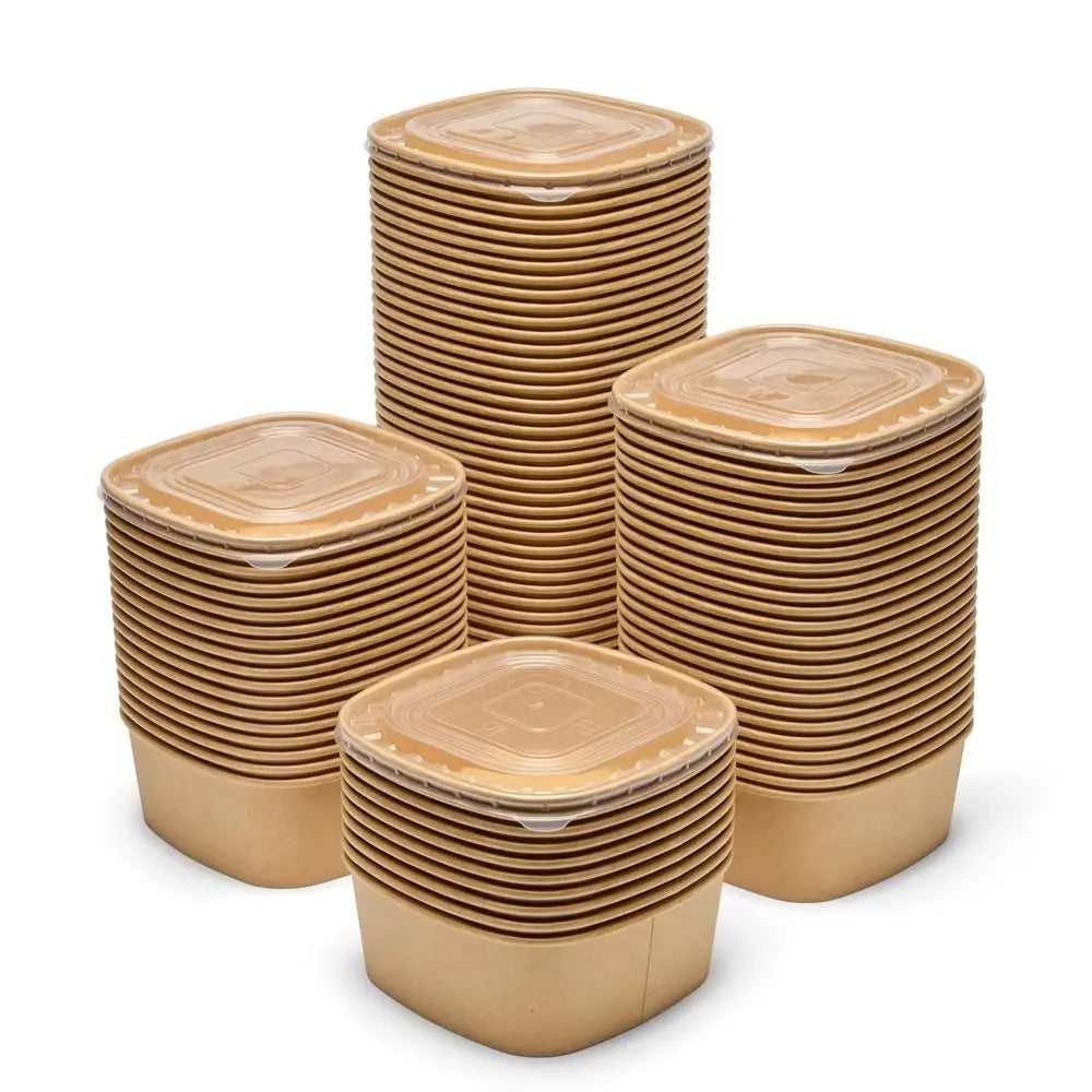 10-Pack Kraft Paper Lunch Boxes with Lids | Leakproof Bento Disposable Lunch Box HIP