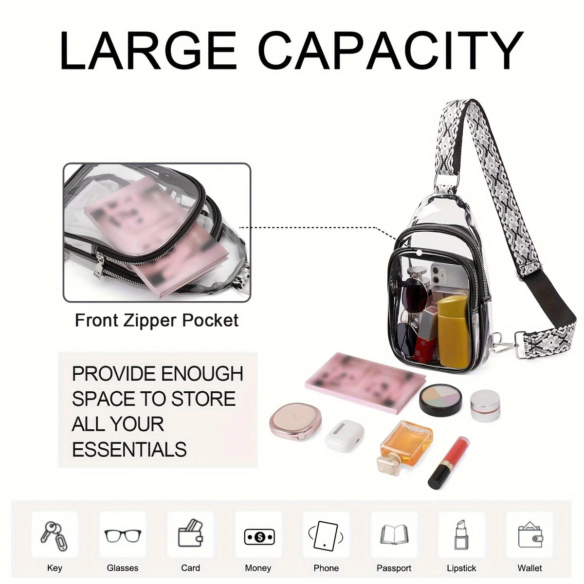 Clear Crossbody Bag – Stadium & Concert Approved | Women Clear Crossbody Bag HIP