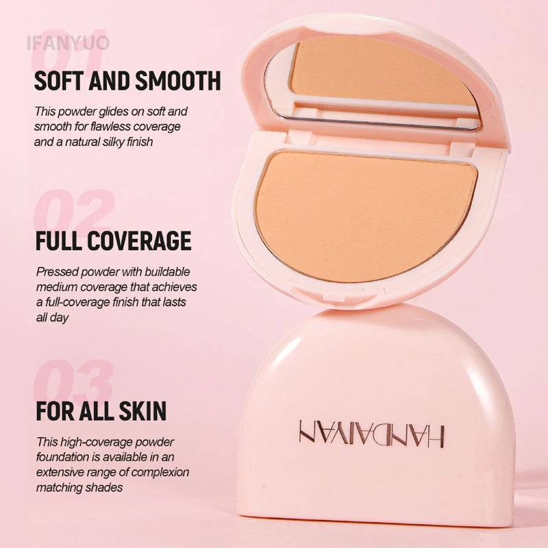 8Colors Matte Face Pressed Powder 24 Hours Oil Control Natural Setting Powder Foundation Full Coverage Waterproof Lasting Makeup HIP