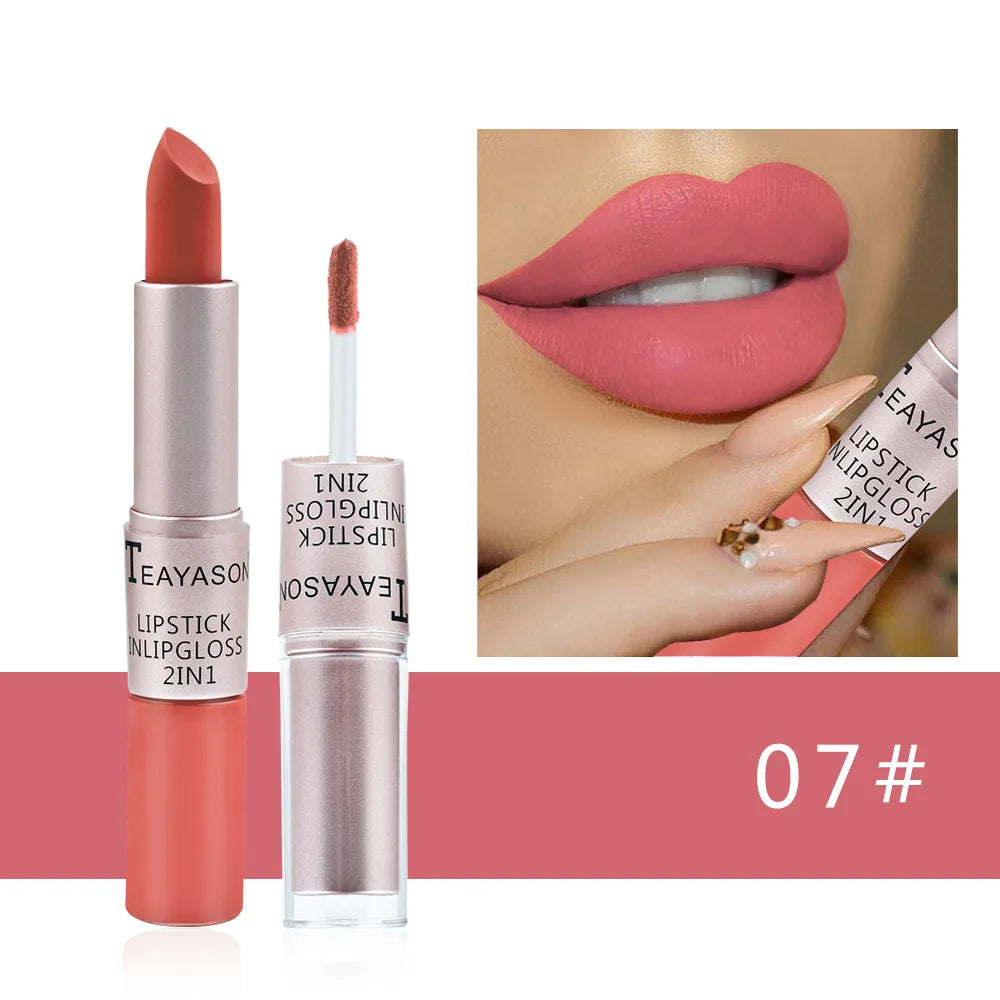 TEAYASON 2-in-1 Matte Liquid Lipstick & Lip Gloss – 12 Shades Liquid Lipstick HIP 07 Full Size