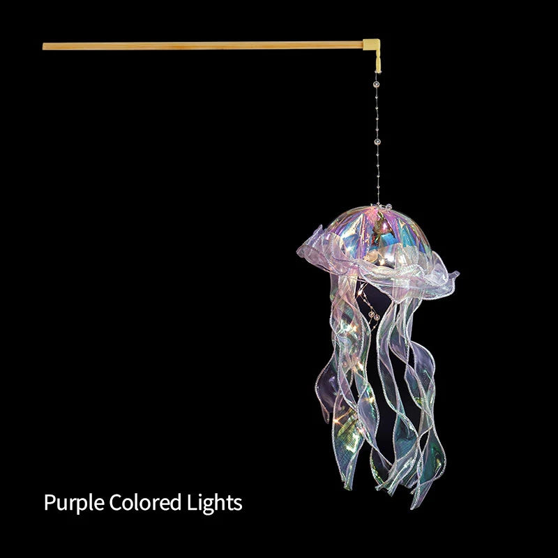Jellyfish Lamp Portable Lantern Kids Children Bedroom Hanging Night Light Under The Sea Colorful Mermaid Ocean Party Home Decor HIP Purple Colored