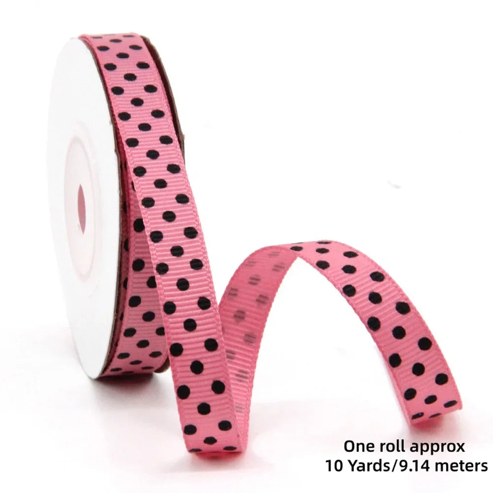 10Yards/roll Halloween Themed Flower Ribbon Pumpkin Ghost Print Wrapped Ribbon Bow Ribbon DIY Holiday Decoration Material Ribbon HIP Pink Dot 10 Yards