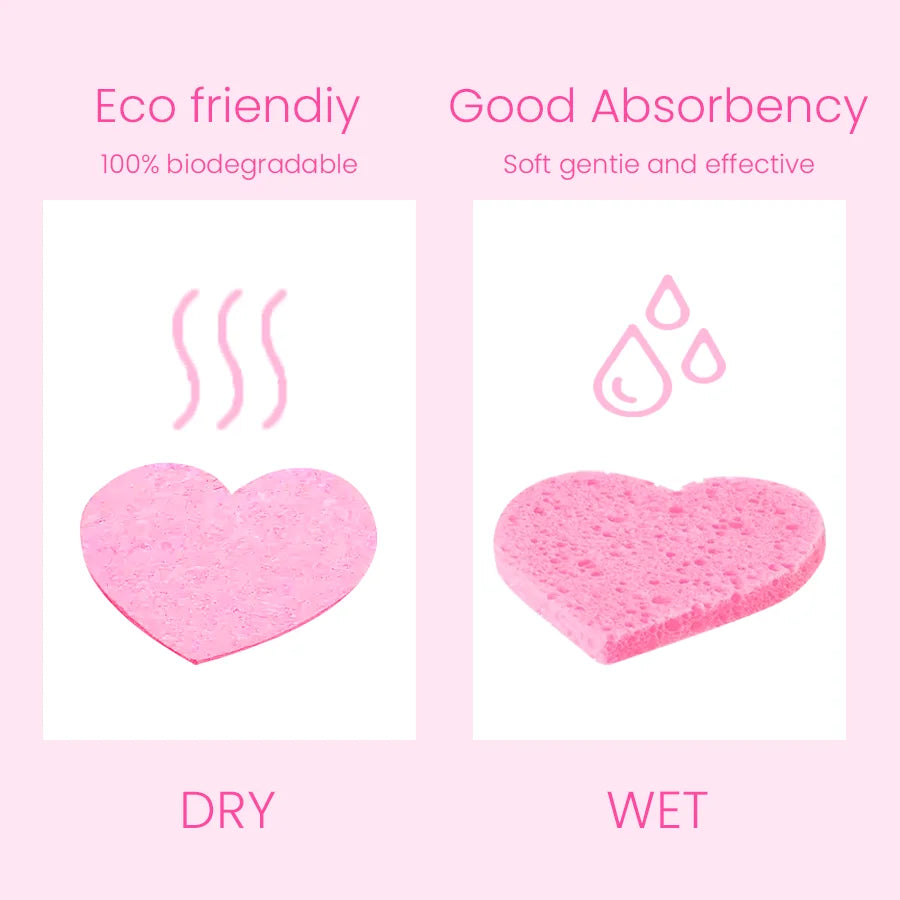 20-Pack Heart Shape Compressed Facial Cleansing Sponges Facial Cleansing Sponge HIP
