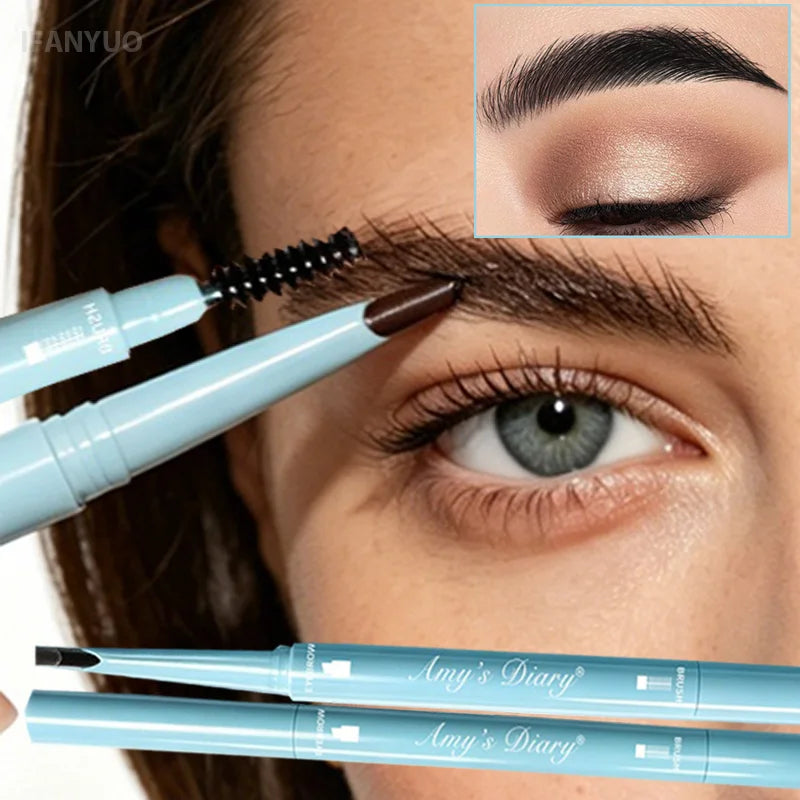 Dual‑ended Eyebrow Pencil Built‑in Brush 2 In 1 Waterproof Sweatproof Long Lasting Natural Pigment Formula Daily Brow Shaping HIP