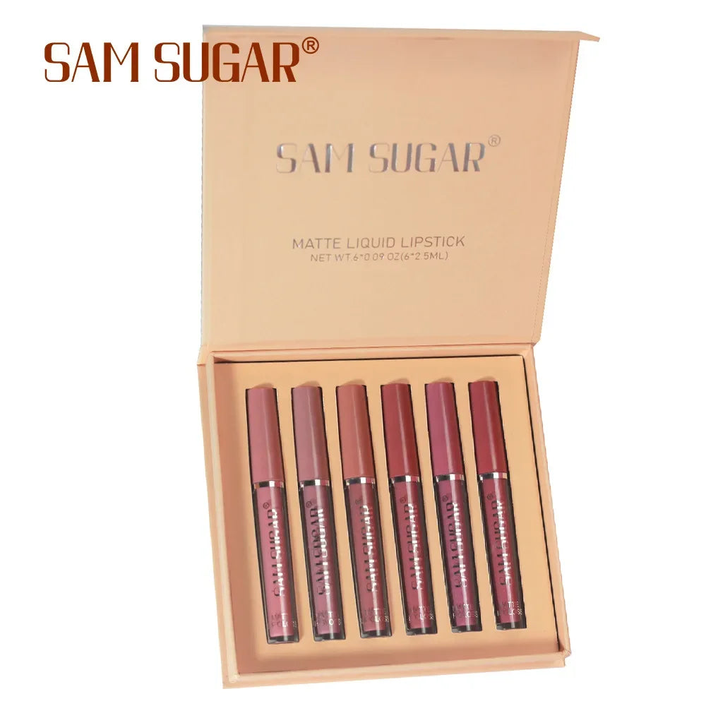 SAM SUGAR 6-Pc Matte Liquid Lipstick Set – Waterproof & Long Lasting Matte Liquid Lipstick Set HIP