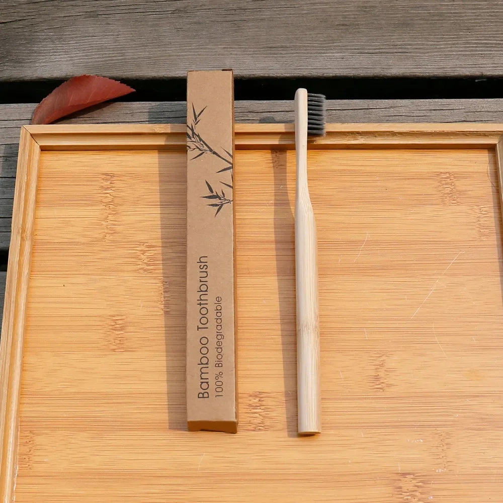 Bamboo Charcoal Toothbrush Zero Waste Travel Toothbrush Eco Friendly Bristle Toothbrush Natural Biodegradable Wooden Toothbrushe HIP