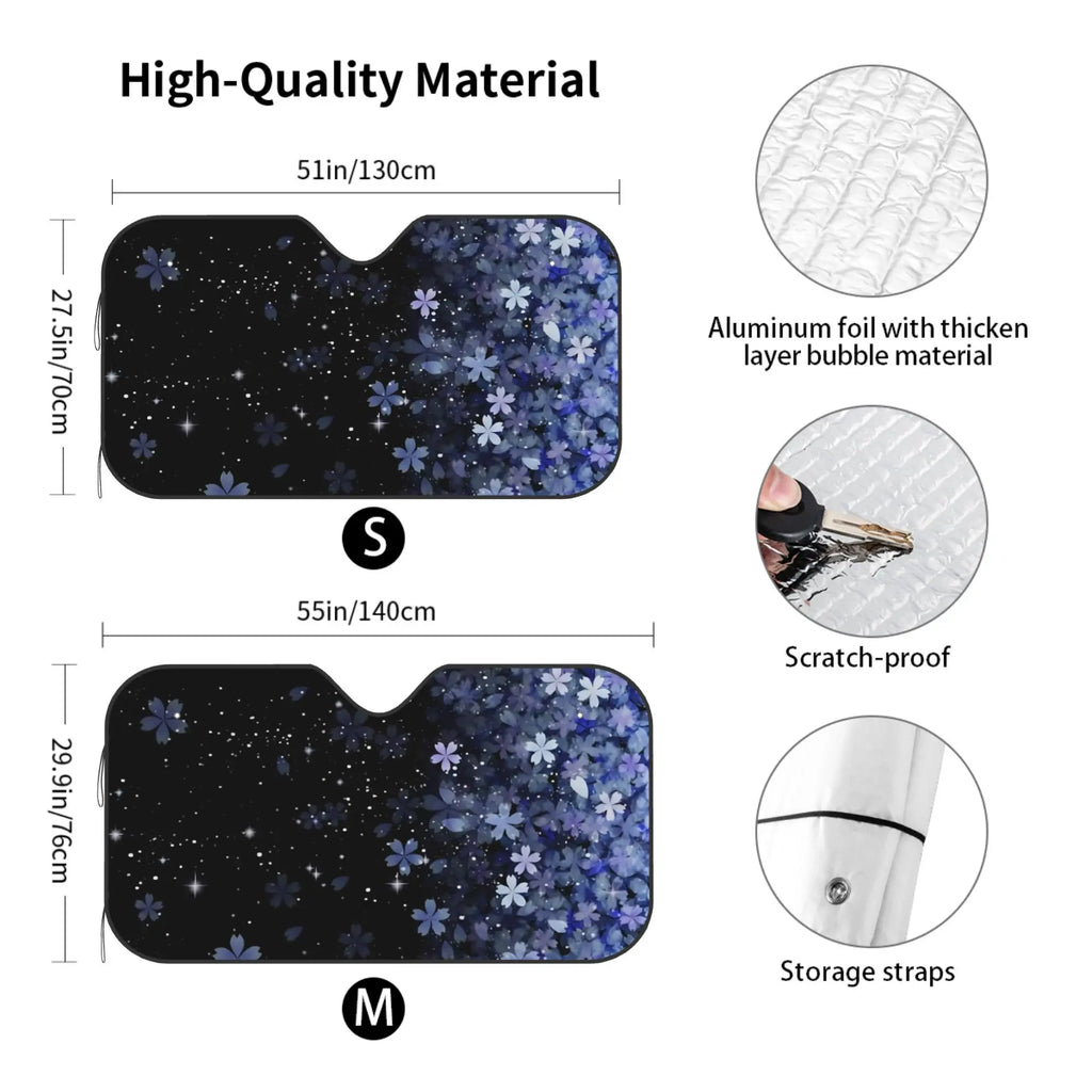 Blue Cherry Blossom Car Sunshade – UV Block Windshield Protector Car Windshield Sunshade HIP