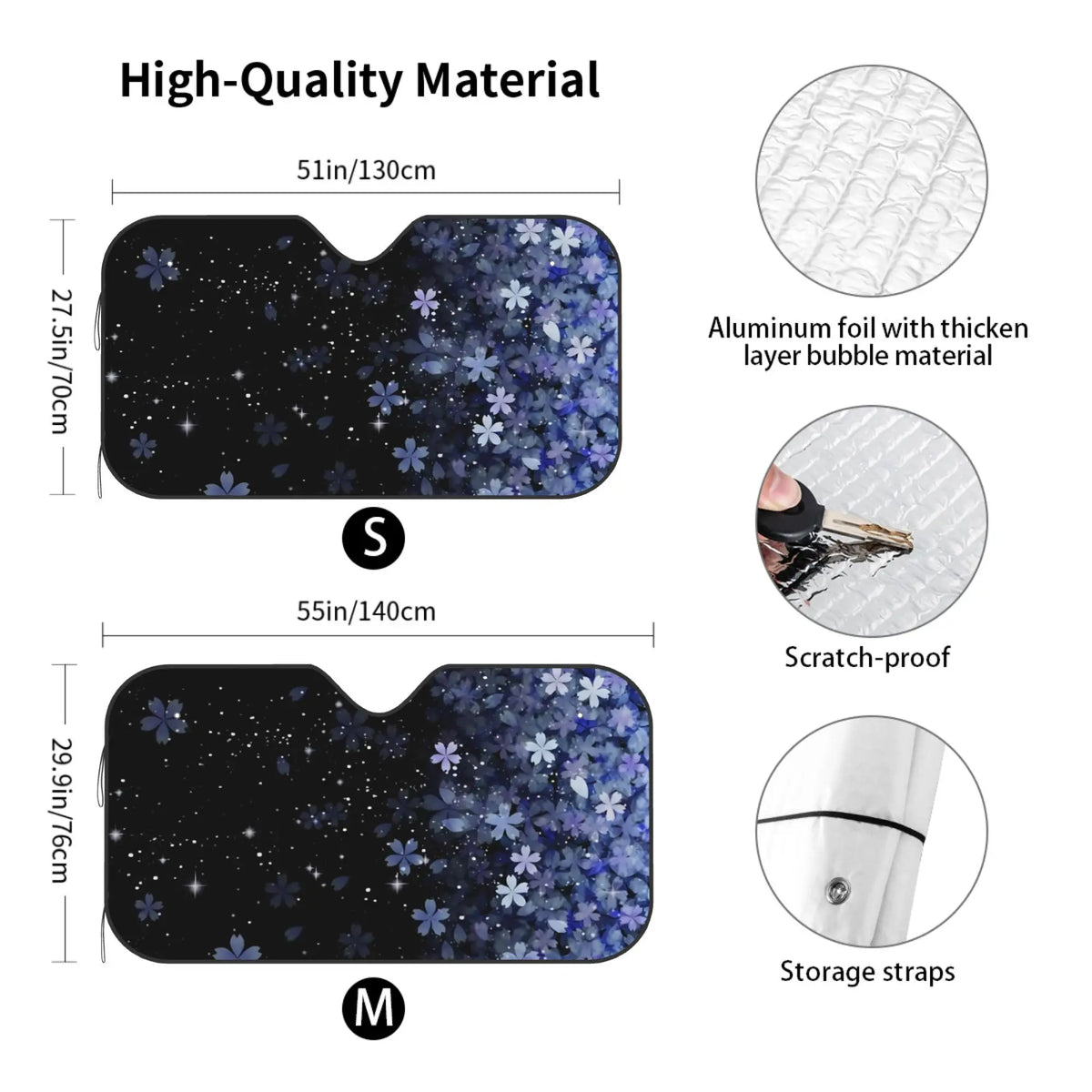 Blue Cherry Blossom Car Sunshade – UV Block Windshield Protector Car Windshield Sunshade HIP