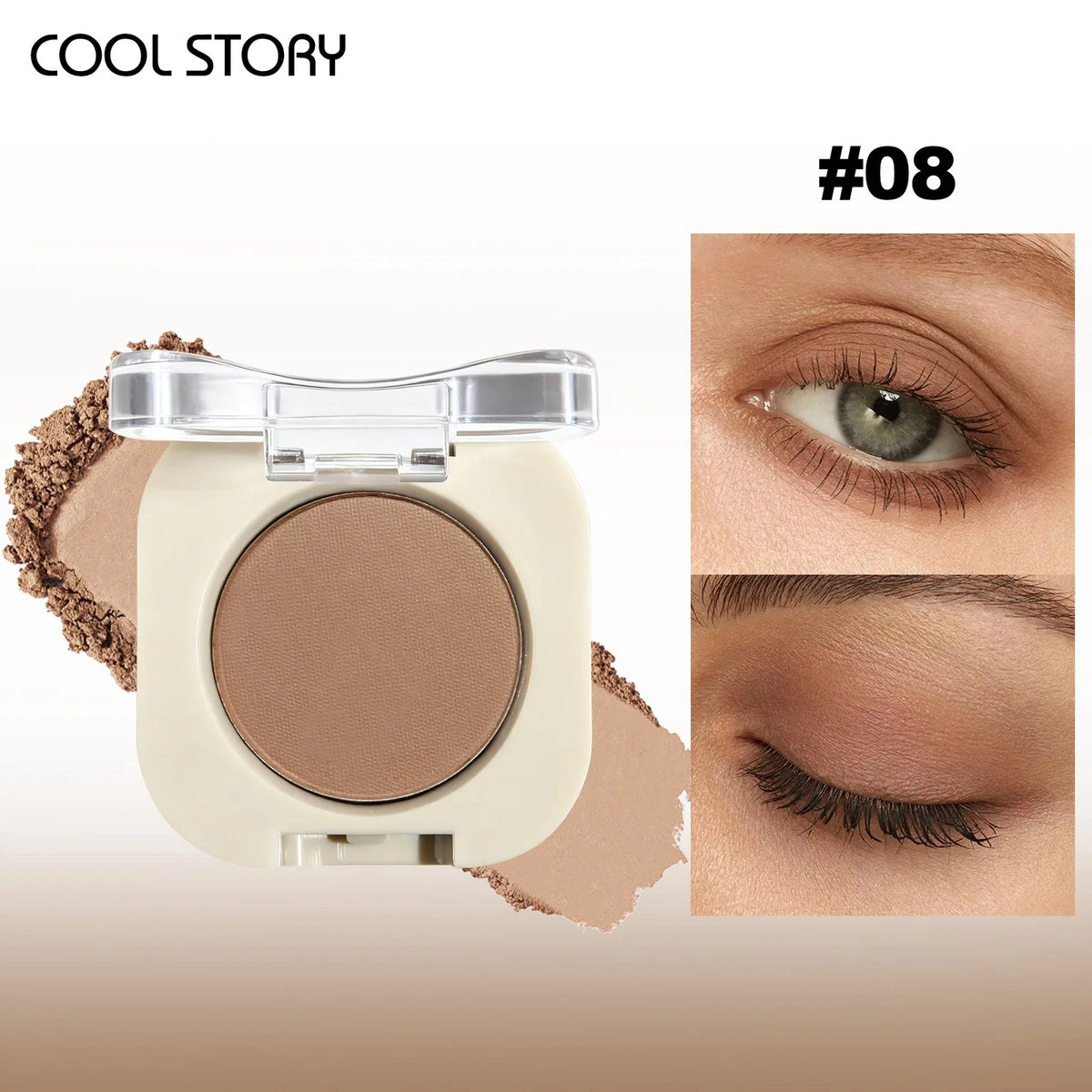 Nude Brown Monochrome Eyeshadow Matte Apricot Beige Eye Makeup Primer Base Waterproof Shimmer Highlight Face Contour Pigment HIP 08