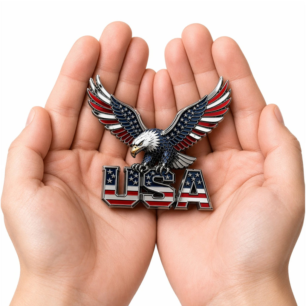3D Metal US Army Veteran Car Emblem – Eagle & Flag Badge Vehicle Emblem Badge HIP