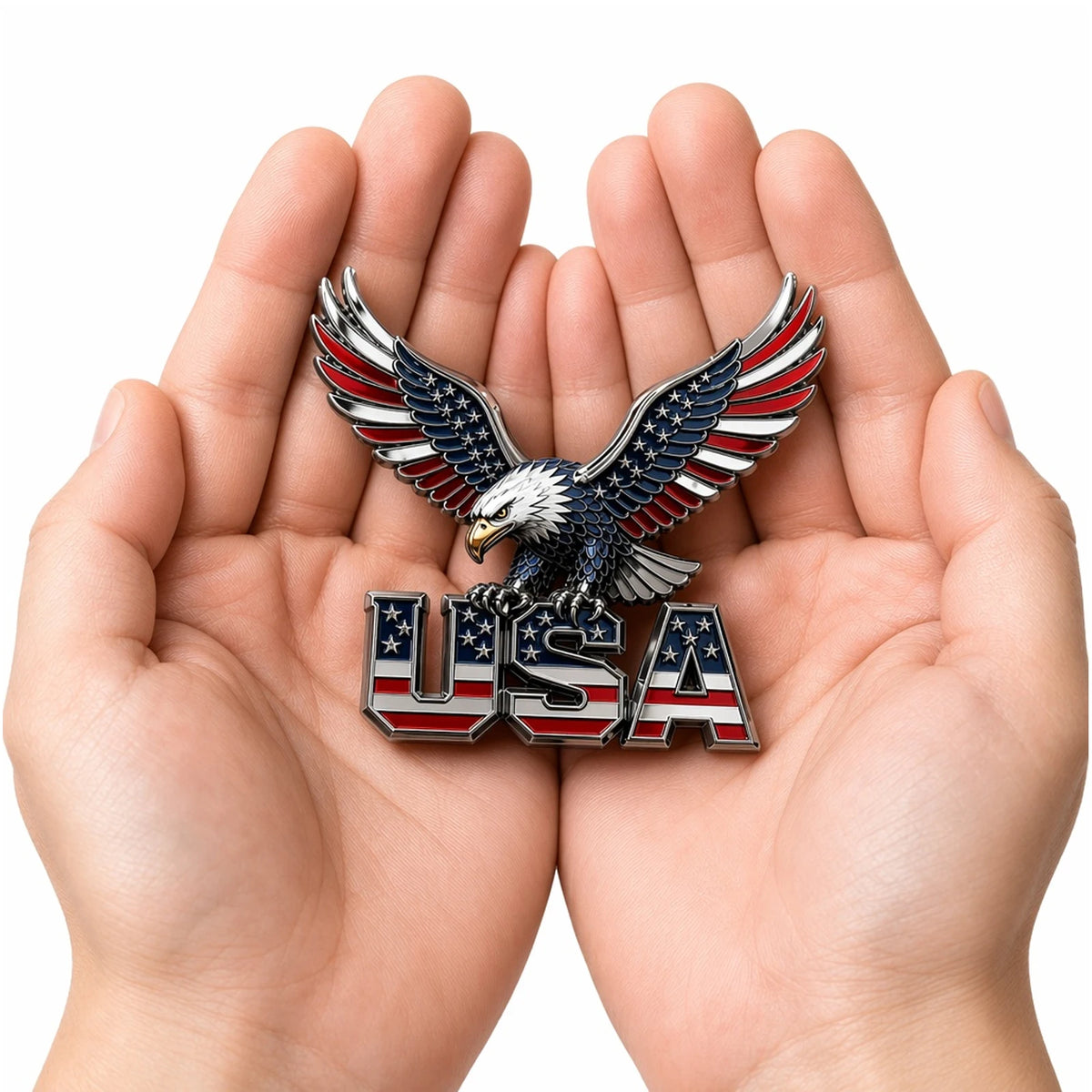 3D Metal US Army Veteran Car Emblem – Eagle & Flag Badge Vehicle Emblem Badge HIP