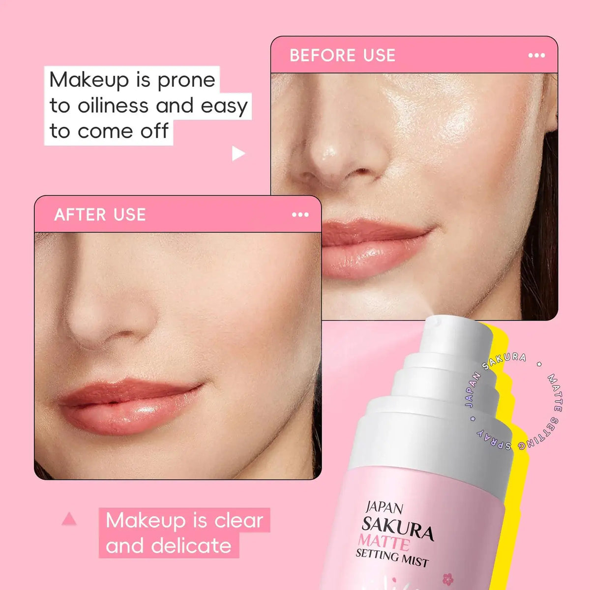LAIKOU Sakura Matte Setting Spray – Oil Control 80ml Makeup Setting Spray HIP
