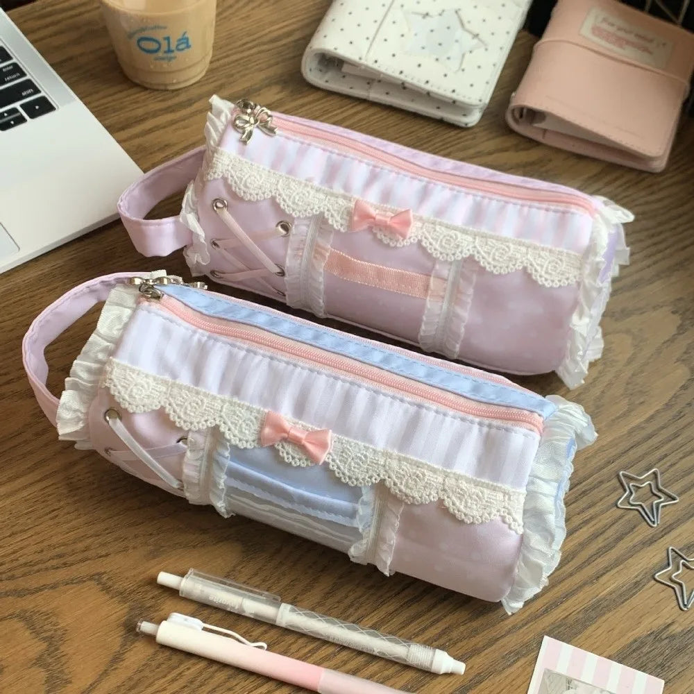 Lace Ruffle Pencil Case – Large Capacity Stationery Pouch Pencil Case HIP