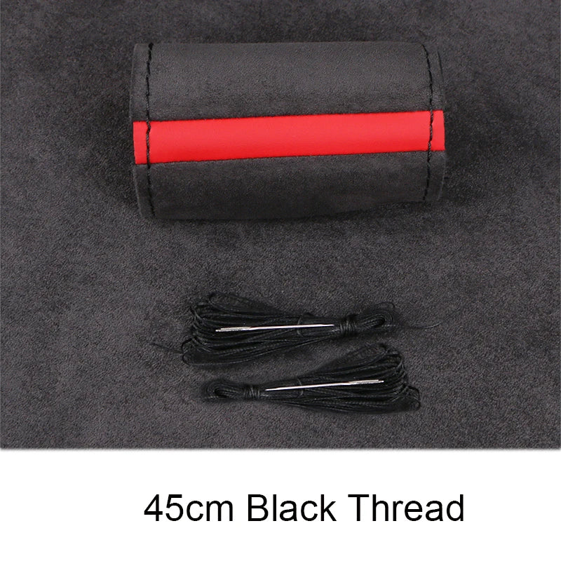 Extra Large Suede Steering Wheel Cover 42–50cm Truck Bus Steering Wheel Cover HIP 45cm Black Thread