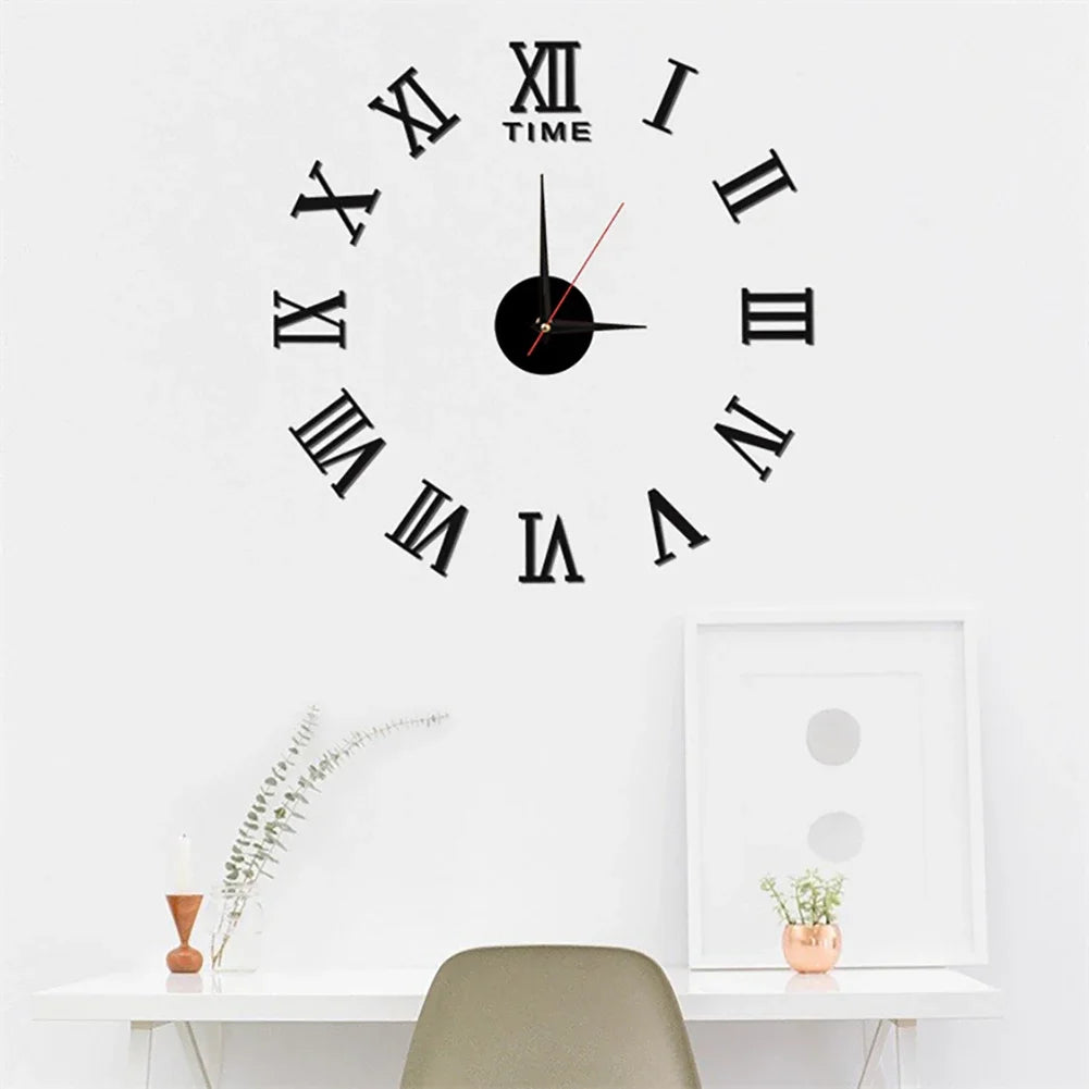 Frameless Acrylic Sticker DIY Roman Numerals Wall Clock Silent 40cm/90cm Clock For Bedroom Living Room Office Decoration Gift HIP