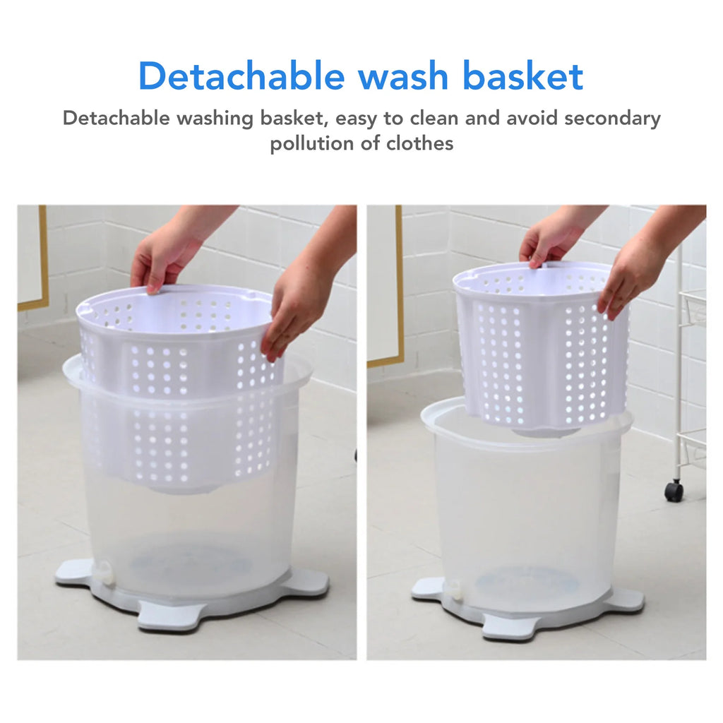 Portable Manual Washing Machine Detachable Wash Basket Manual Washing Machine Suction Cup Feet Fast Dehydration for Dormitory HIP