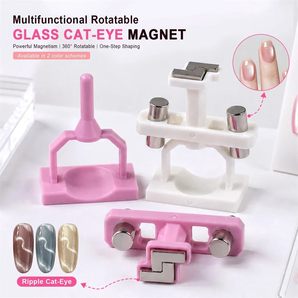Silk Ribbon Nail Cat Eye Magnet Circle Rotating Gyroscope Powerful Glass Bead Magnetic Manicure Tool for Nail Art Cat Eye UV Gel HIP
