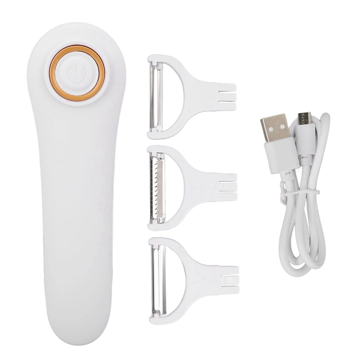 Electric Peeler Handheld USB Rechargeable Fruit Vegetables Peeler with 3 Cutter Heads for Home Handheld Electric Peeler HIP A