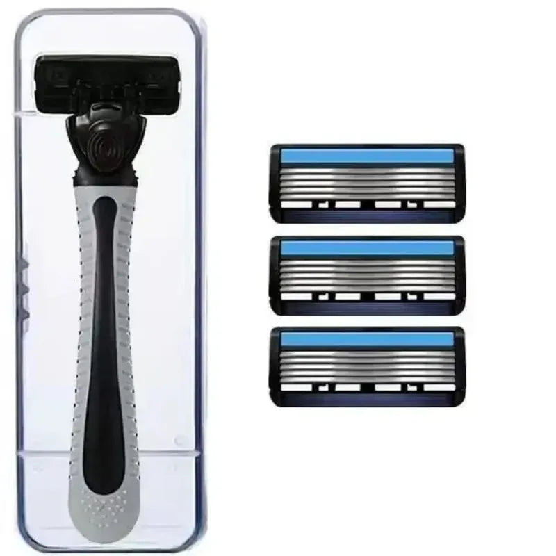 Men's 6-Layer Blade Reusable Safety Razor – Stainless Steel Men's Safety Razor HIP C544-1 frame 4 blade