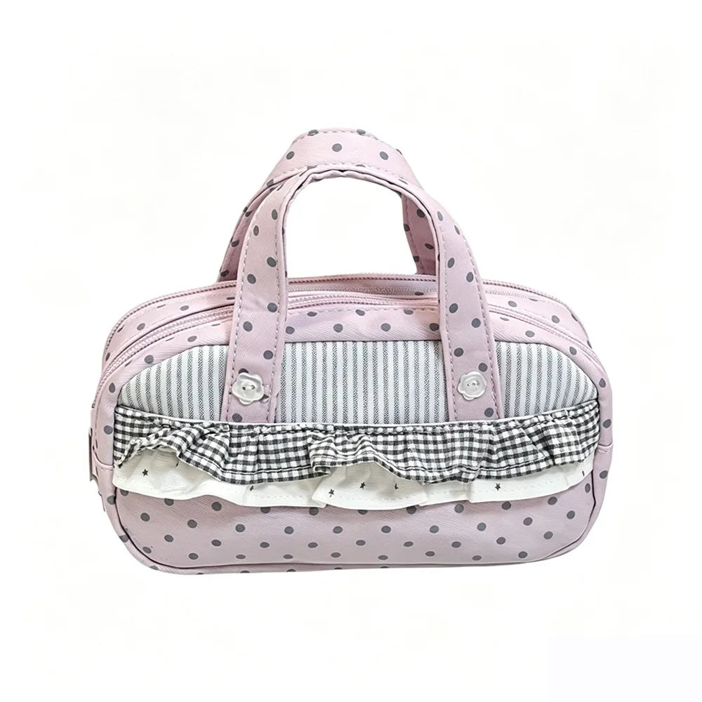 Pink Polka Dot Plaid Pencil Case – Itabag Multi-Compartment Pencil Case HIP Pink
