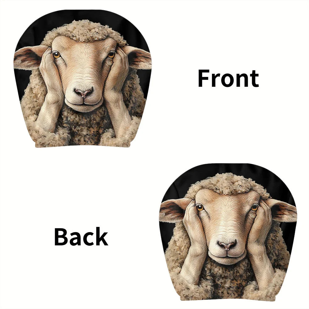 2-Pack Whimsical Sheep Car Headrest Covers | Easy Install Car Headrest Covers HIP black