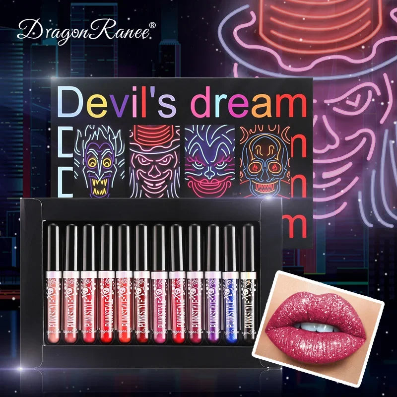 Dragon Ranee 12-Pc Diamond Glitter Lip Gloss Set | Halloween Lip Gloss Set HIP