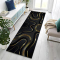 3D Abstract Black Gold Runner Rug – Non-Slip Area Carpet Area Runner Rug HIP 2 40x120cm-Felt