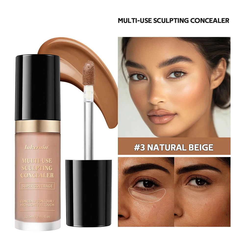 Full Coverage Concealer With Free Brush Matte Foundation Oil Control Long Lasting Face Makeup Multi-Use Highlight Retouch Cream HIP