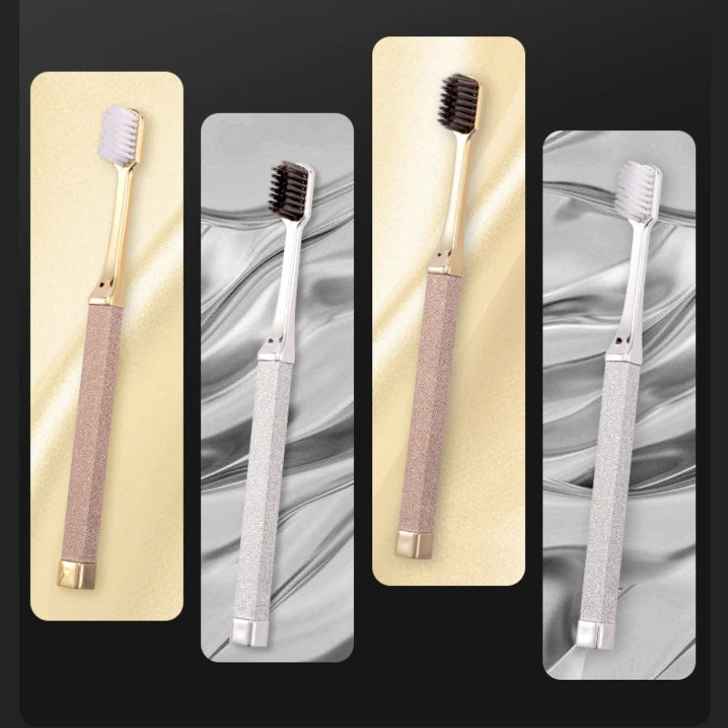 Luxury Soft Toothbrush Men Women Adult Tooth Brush Gold Silver Dental Brushes Elegance Gentle Toothbrushes Drop Shipping HIP