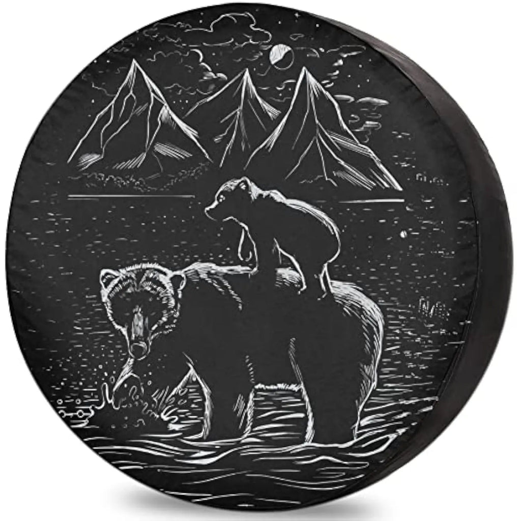 Bear Cub Night Mountains Spare Tire Cover – RV & SUV Spare Tire Cover HIP Acquiesce 14 in