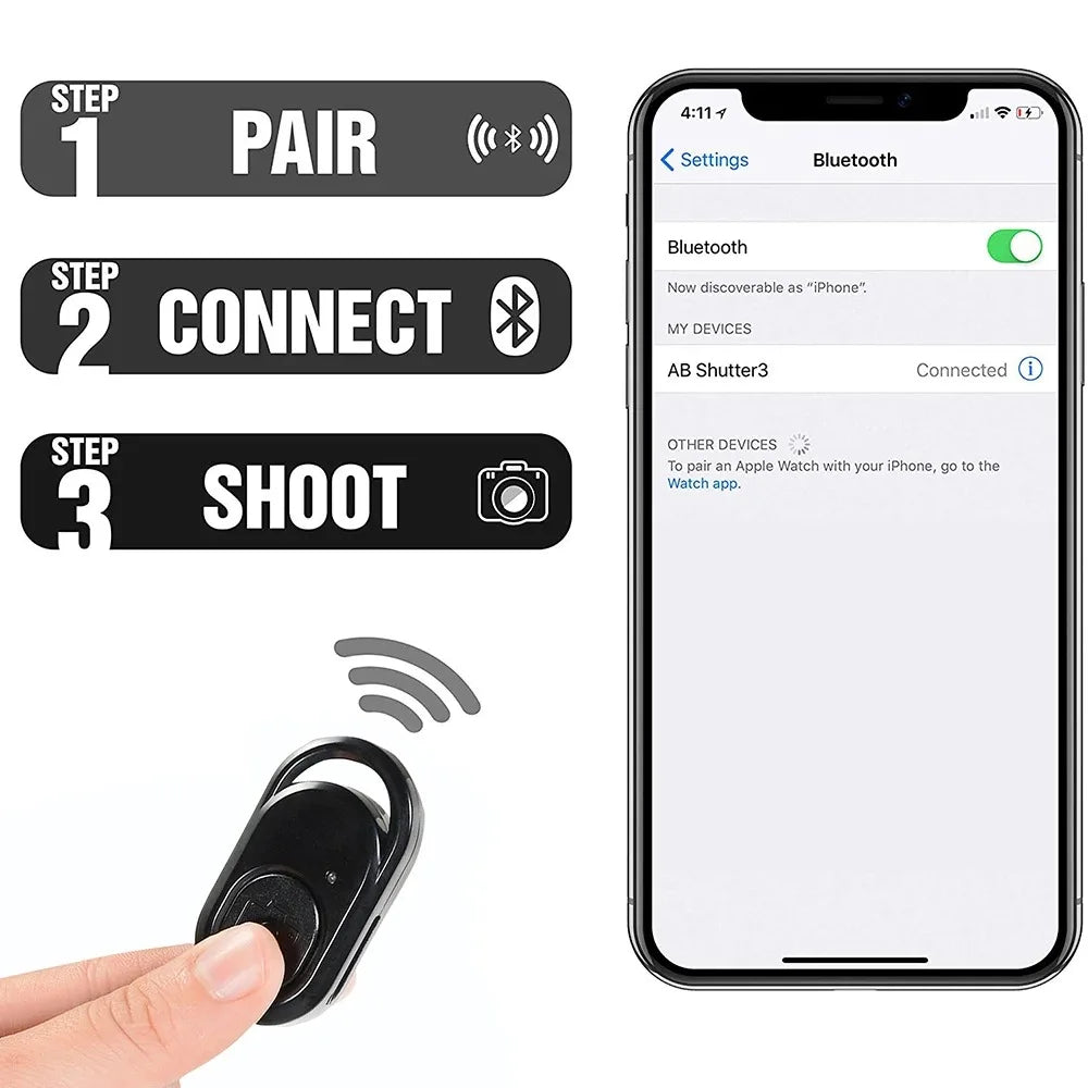 Bluetooth Wireless Remote Shutter & Selfie Stick Controller Bluetooth Camera Remote HIP