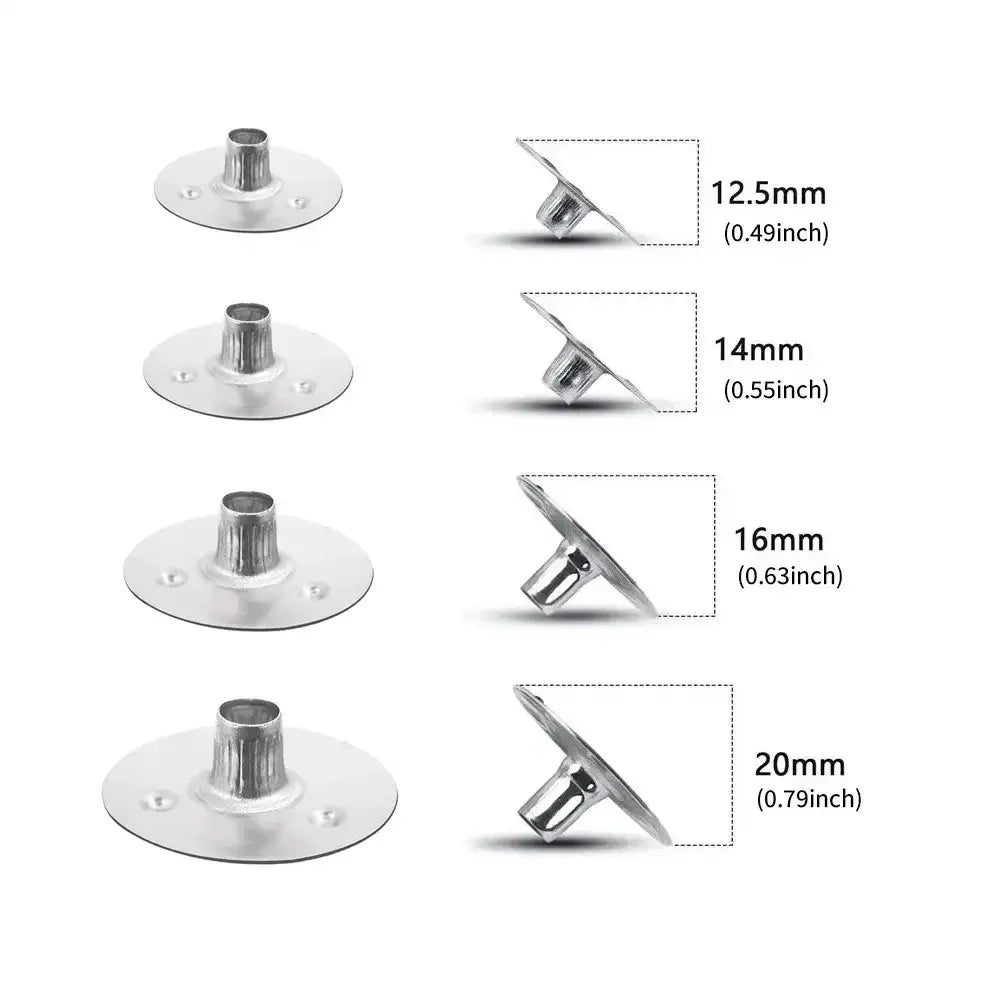 100PCS Candle Wick Tabs Metal Sustainer Tabs Multi-Purpose Candle Wick Base 20/16/14/12.5mm for Wide Variety Wicks Candle DIY HIP