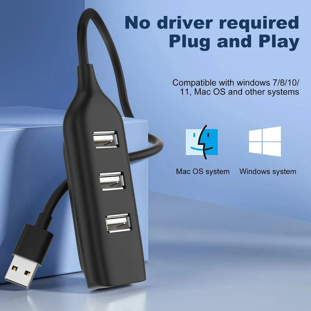 KEBIDUMEI 4-Port USB 2.0 Hub OTG Splitter Adapter for PC & Laptop USB Hub Adapter HIP