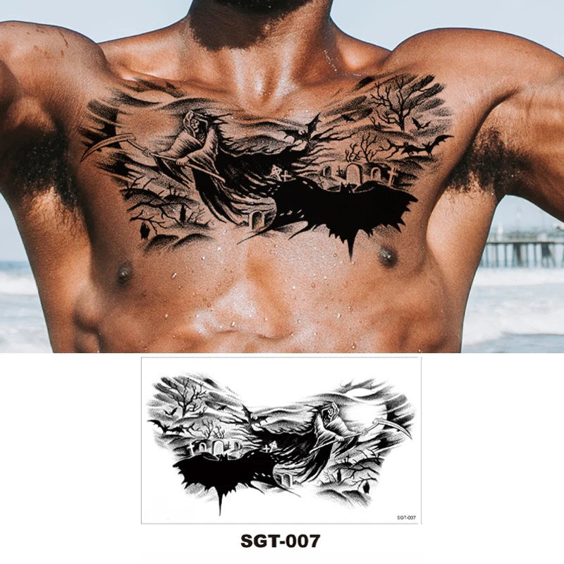 Waterproof Temporary Tattoo Sticker Big Chest Beauty Flower Fashion Colorful Butterfly Gem Diamond Art Fake Waist Tattoos Woman HIP 07