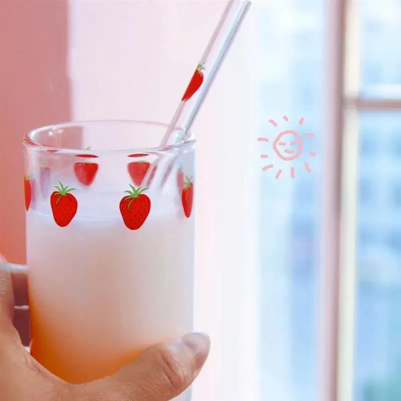 300ml Strawberry Glass Cup – Heat & Cold Resistant Drinkware Glass Drinkware Cup HIP