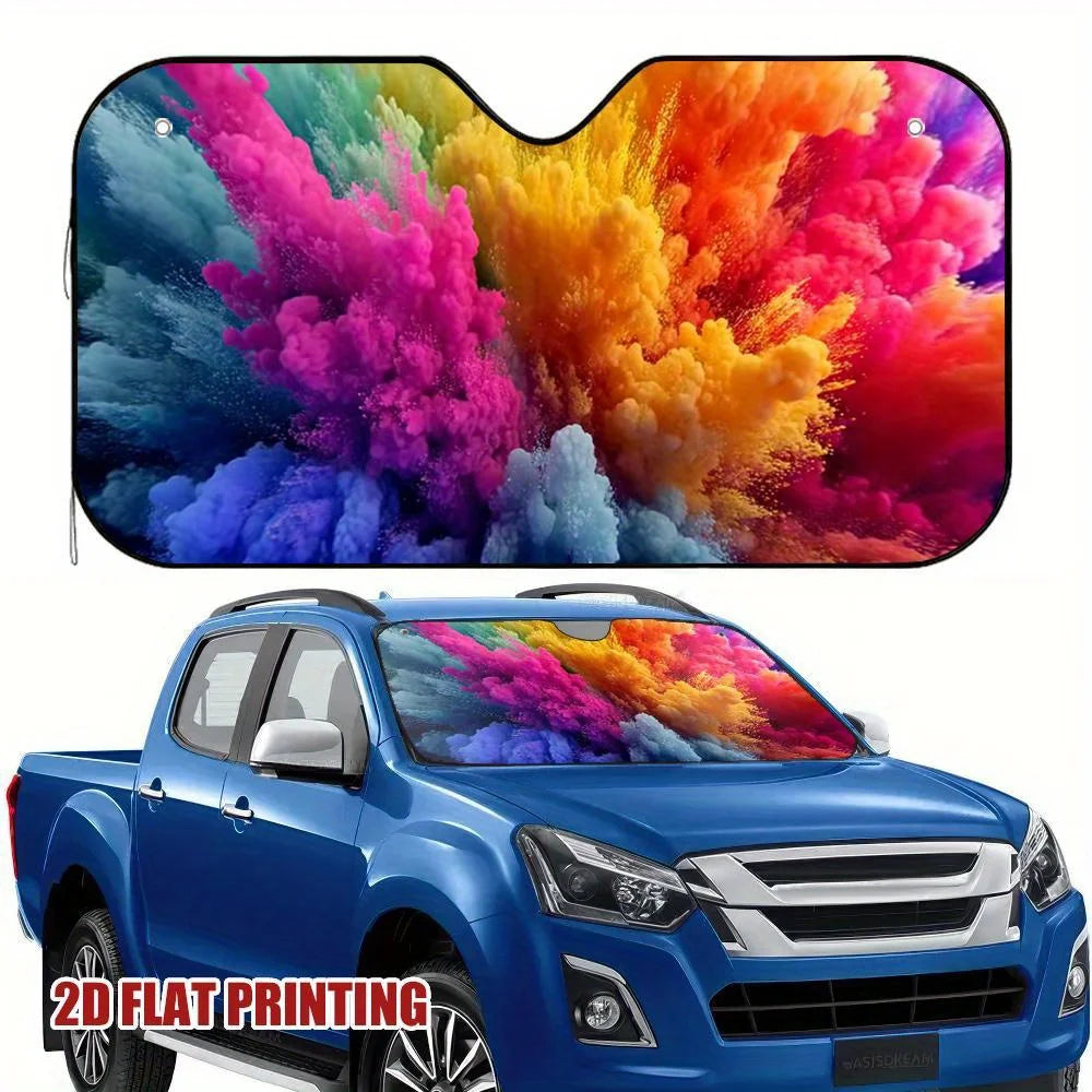 Rainbow Car Windshield Sunshade – Reflective Polyester Cover Car Windshield Sunshade HIP S