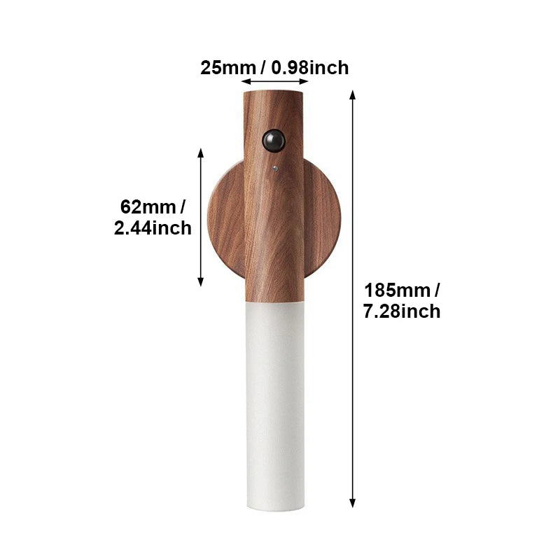 Magnetic LED Wall Light PIR Motion Sensor 360° Rotation LED Wall Lamp HIP Walnut