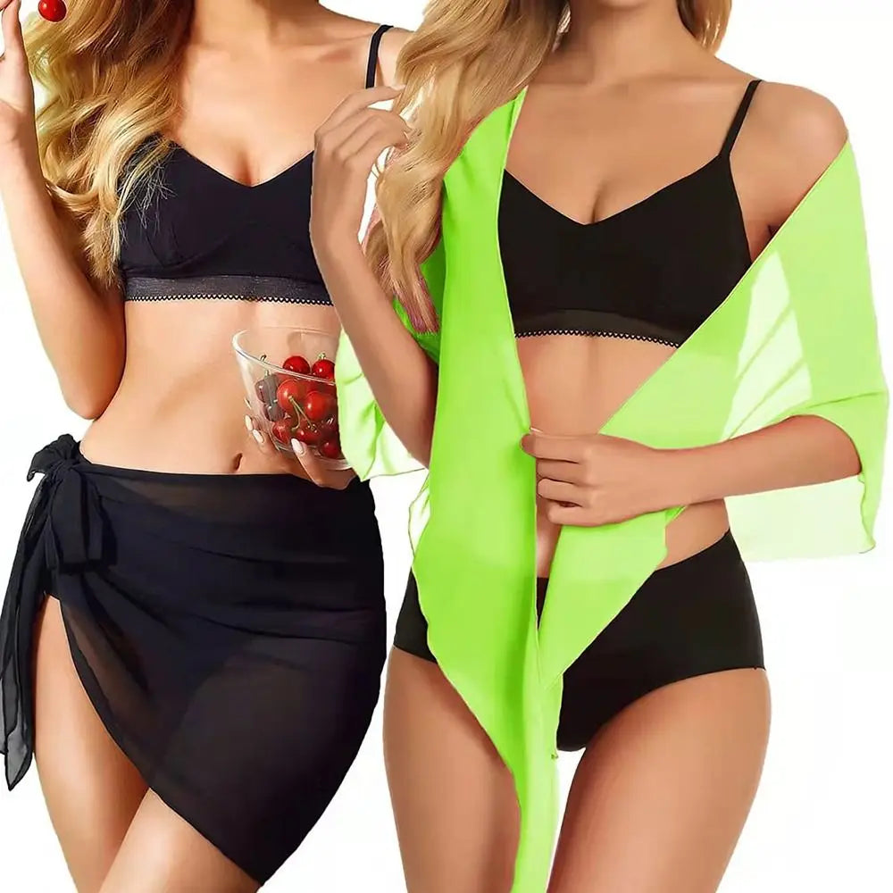 Women's Chiffon Sarong Beach Cover Up – Sheer Wrap Skirt Swimsuit Cover Up HIP