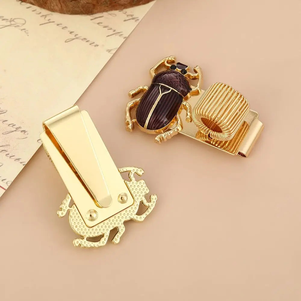 Metal Scarab Beetle Pen Clip with Spring Loop for Notebooks Pen Clip Bookmark HIP