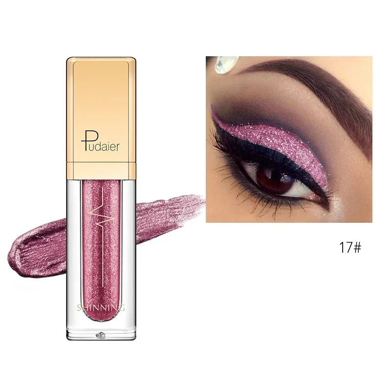 New Make Up Liquid Eyeshadow Waterproof Glitter Pigments Purple Gold Metalic Women Beauty Gel Eye Shadow Cream 18 Colors Makeup HIP 17