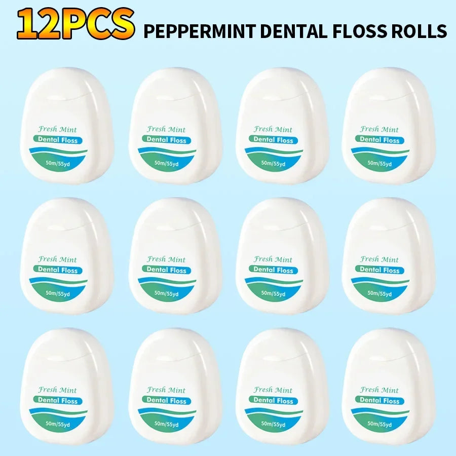 RUZOFO Mint Dental Floss Roll 50M – Interdental Cleaning Dental Floss Roll HIP C754-12pcs