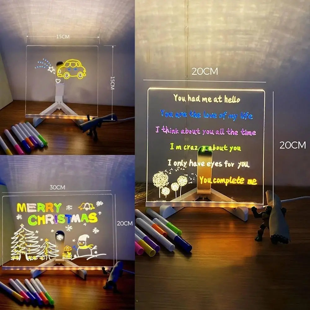 LED Acrylic Message Board – Erasable Light-Up Note Board LED Dry Erase Board HIP