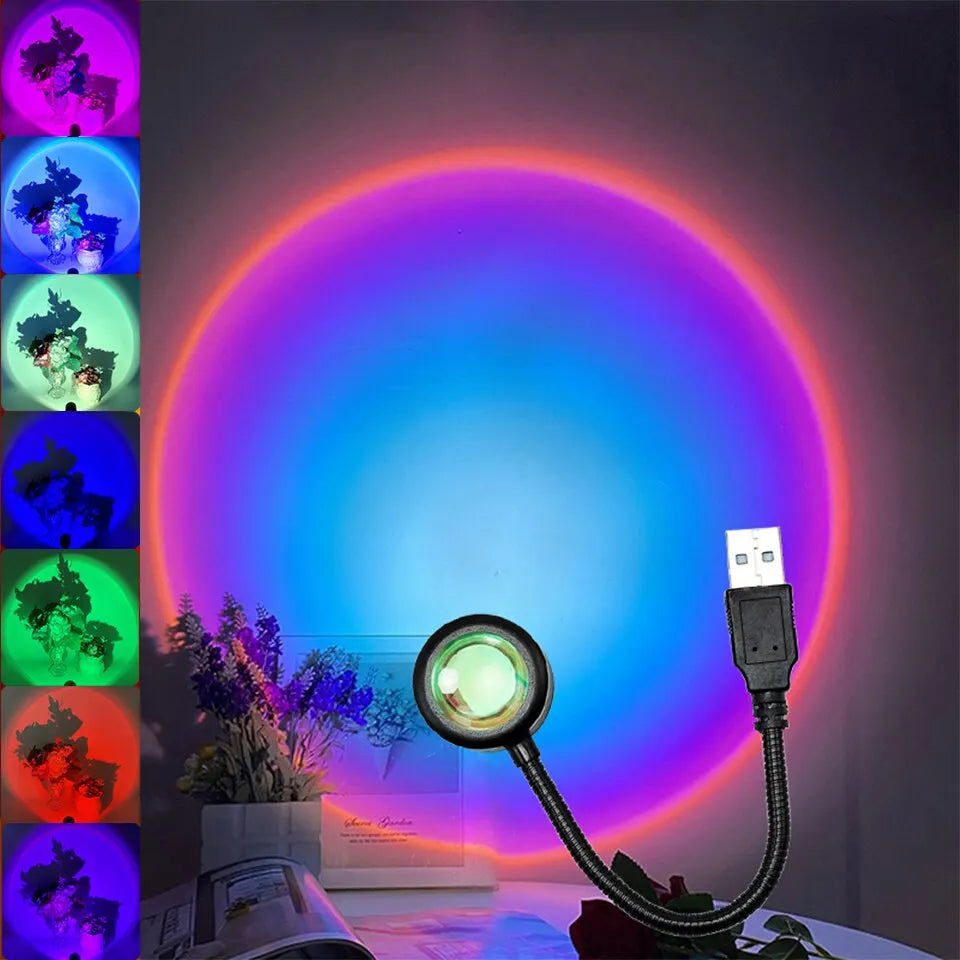 USB Sunset Projector Lamp – 14-Mode Rainbow Night Light Atmosphere Projector Lamp HIP