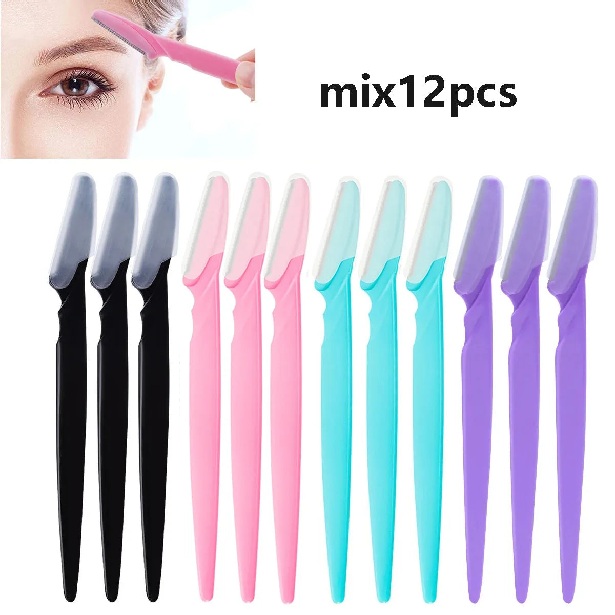 6/12 Pc Portable Eyebrow Trimmer Razors – Face Hair Remover Eyebrow Trimmer Razor HIP C514-mix 12pcs